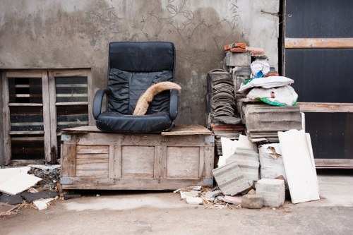 Sorted construction waste materials for recycling in an urban site