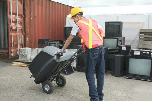 Professional team organizing attic clearance