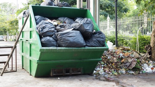 Illustration of effective organizational strategies during a garage cleanout